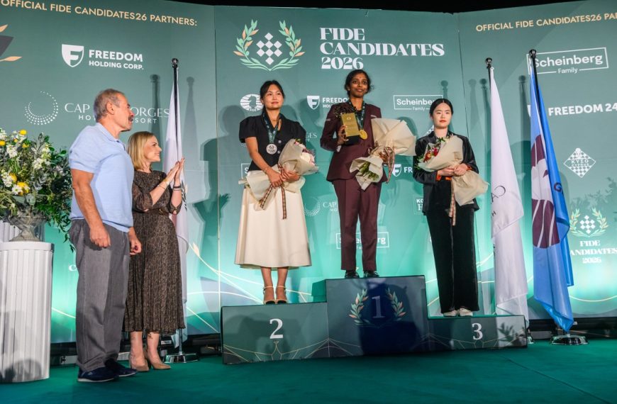 Indian Grandmaster Vaishali Rameshbabu (8.5) emerged the champion ahead of Kazakh GM Bibisara Assaubayeva (8.0) after the 14th round of the FIDE Women’s Candidates 2026 at the Cap St Georges Hotel & Resort in Pegeia, Cyprus...