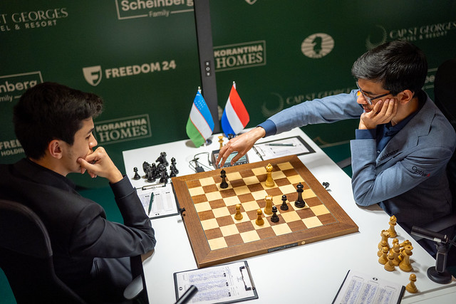 Dutch Grandmaster Anish Giri finally held runaway leader GM Javokhir Sindarov to a draw in the 7th round in the FIDE Candidates 2026 at the Cap St Georges Hotel and Resort in Pegeia, Cyprus. GM Sindarov still led the pack with 6.0 points...