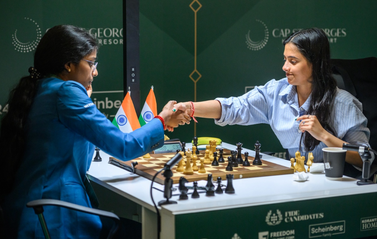 GM Sindarov leads with 7.0 points ahead of GM Anish Giri at 5.5 points, while GMs viz., Vaishali Rameshbabu and Zhu Jiner shared the lead with 5.5 points, in the Women’s section after the ninth round at FIDE Candidates 2025, Cyprus...
